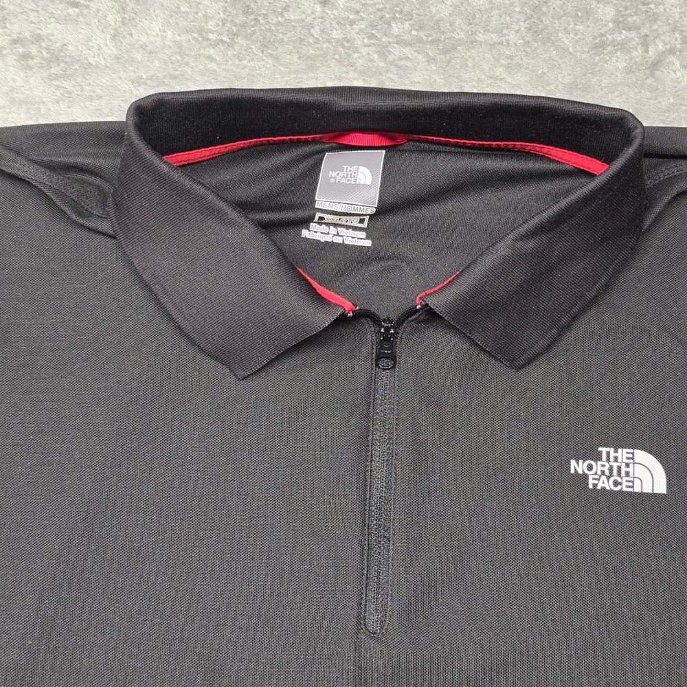 The North Face Coolmax Quarter Zip Polo Shirt Mens XXL Black Short Sleeve Logo - Picture 6 of 8